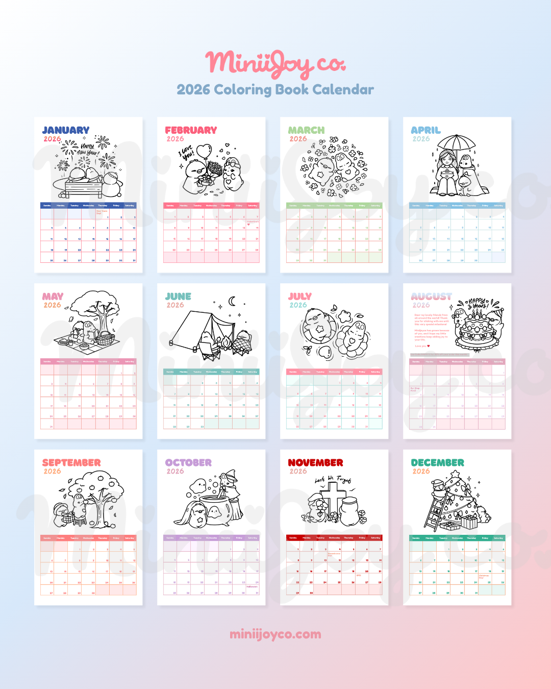 2026 Calendar Coloring Book (PRE-ORDER)
