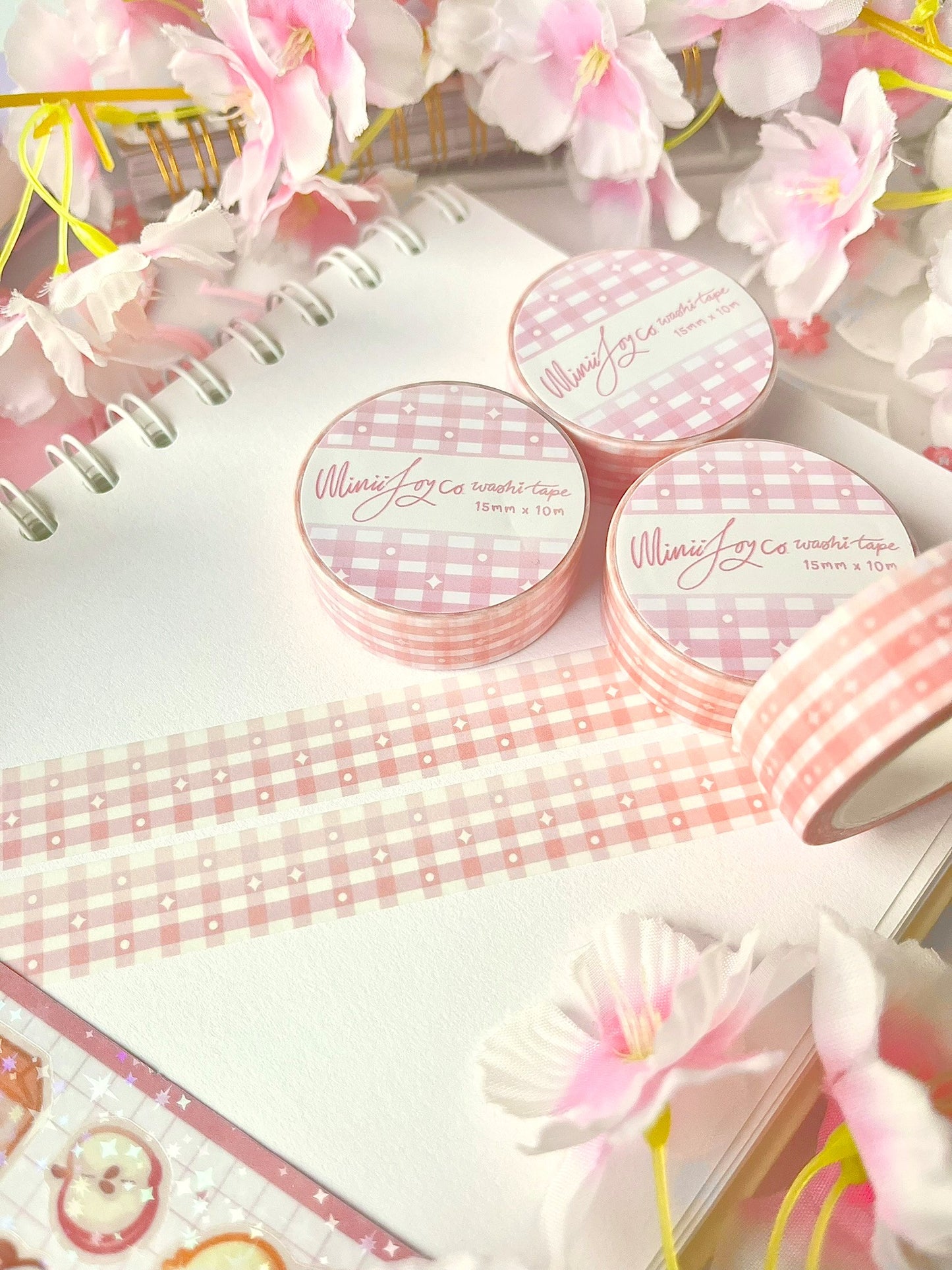 Gingham Washi Tape - Peach