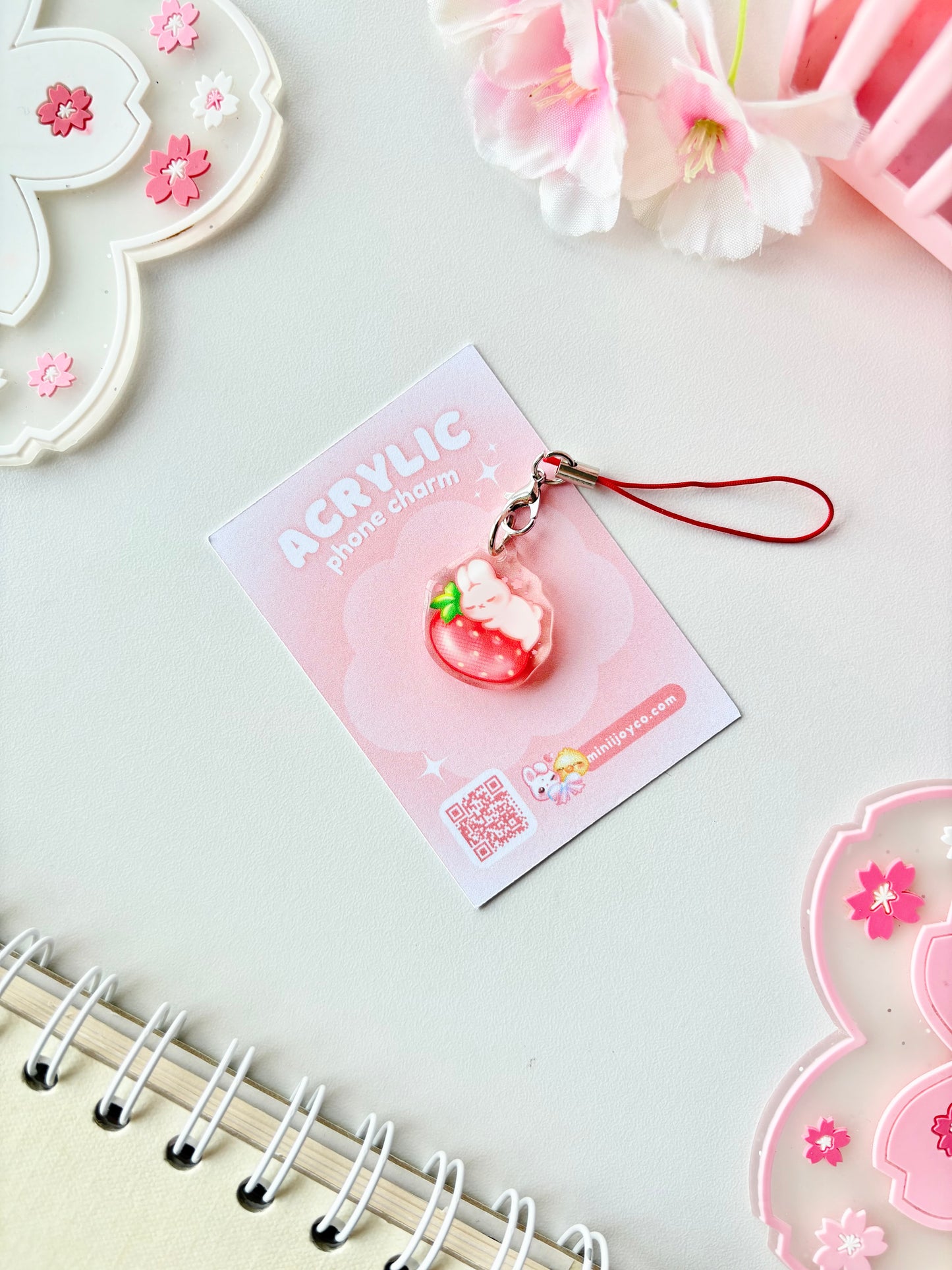Strawberry Bunny Phone Charm