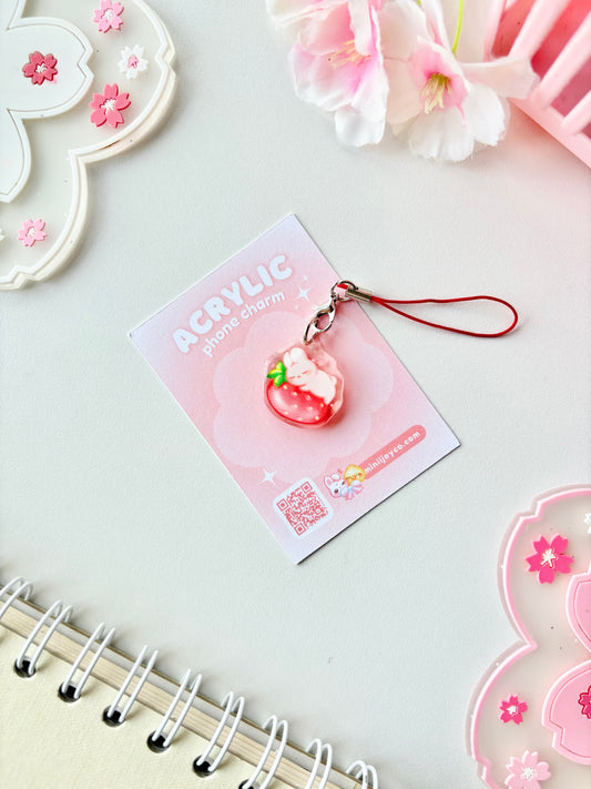 Strawberry Bunny Phone Charm