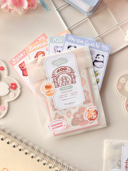 Zoo Animals Sticker Sheet Matte Bundle (Set of 4)