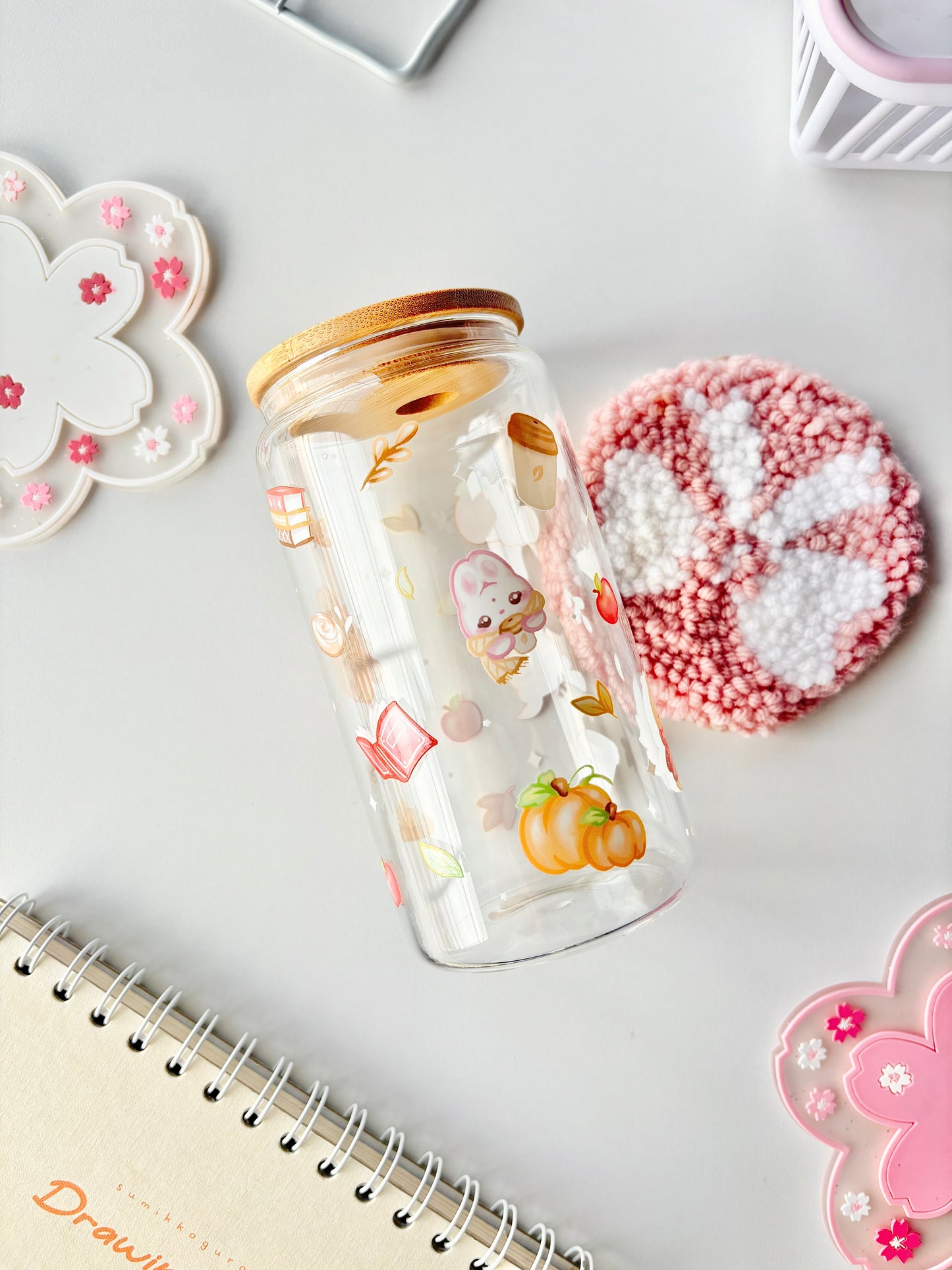 Cozy Fall Glass Cup