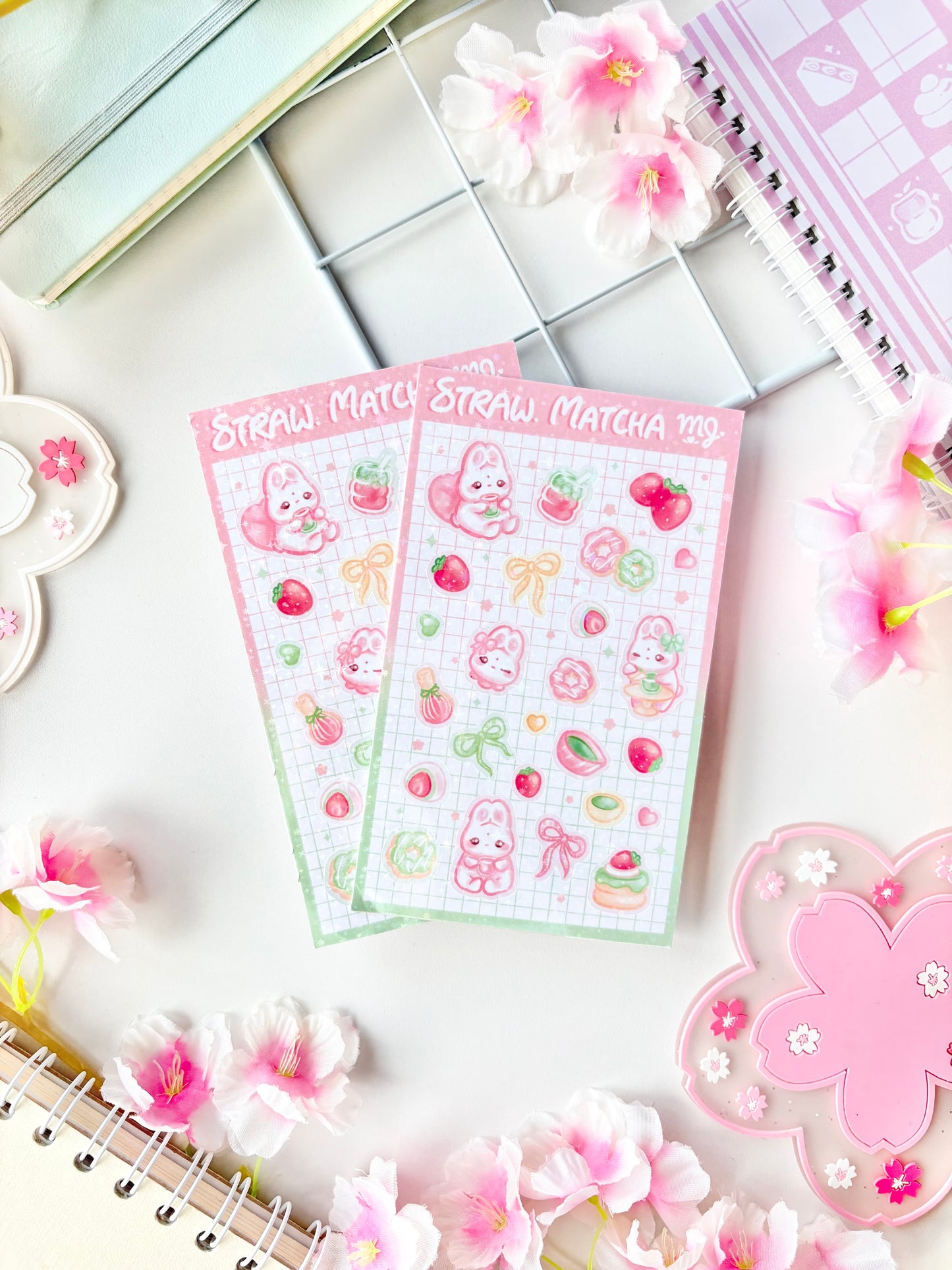 Strawberry Matcha Sticker Sheet