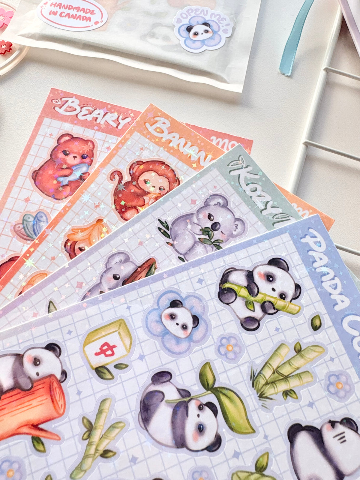 Zoo Animals Sticker Sheet Holo Bundle (Set of 4)