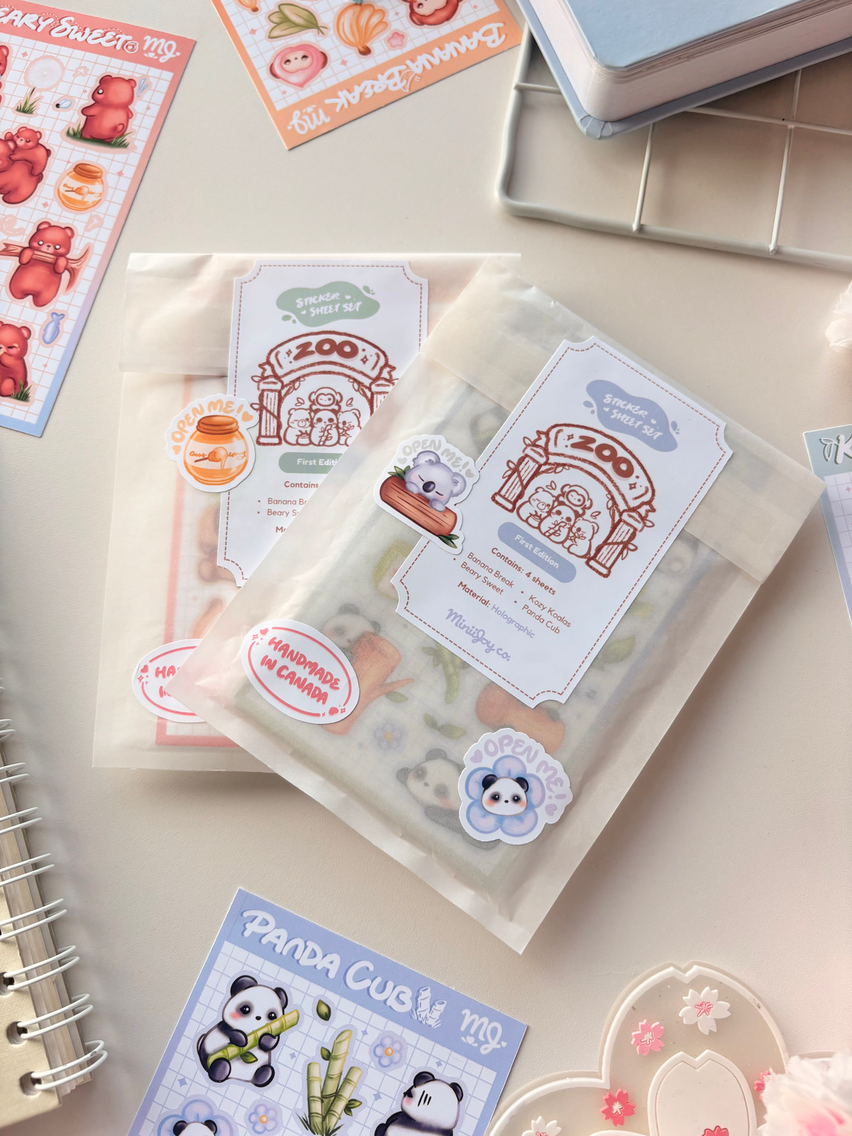 Zoo Animals Sticker Sheet Matte Bundle (Set of 4)