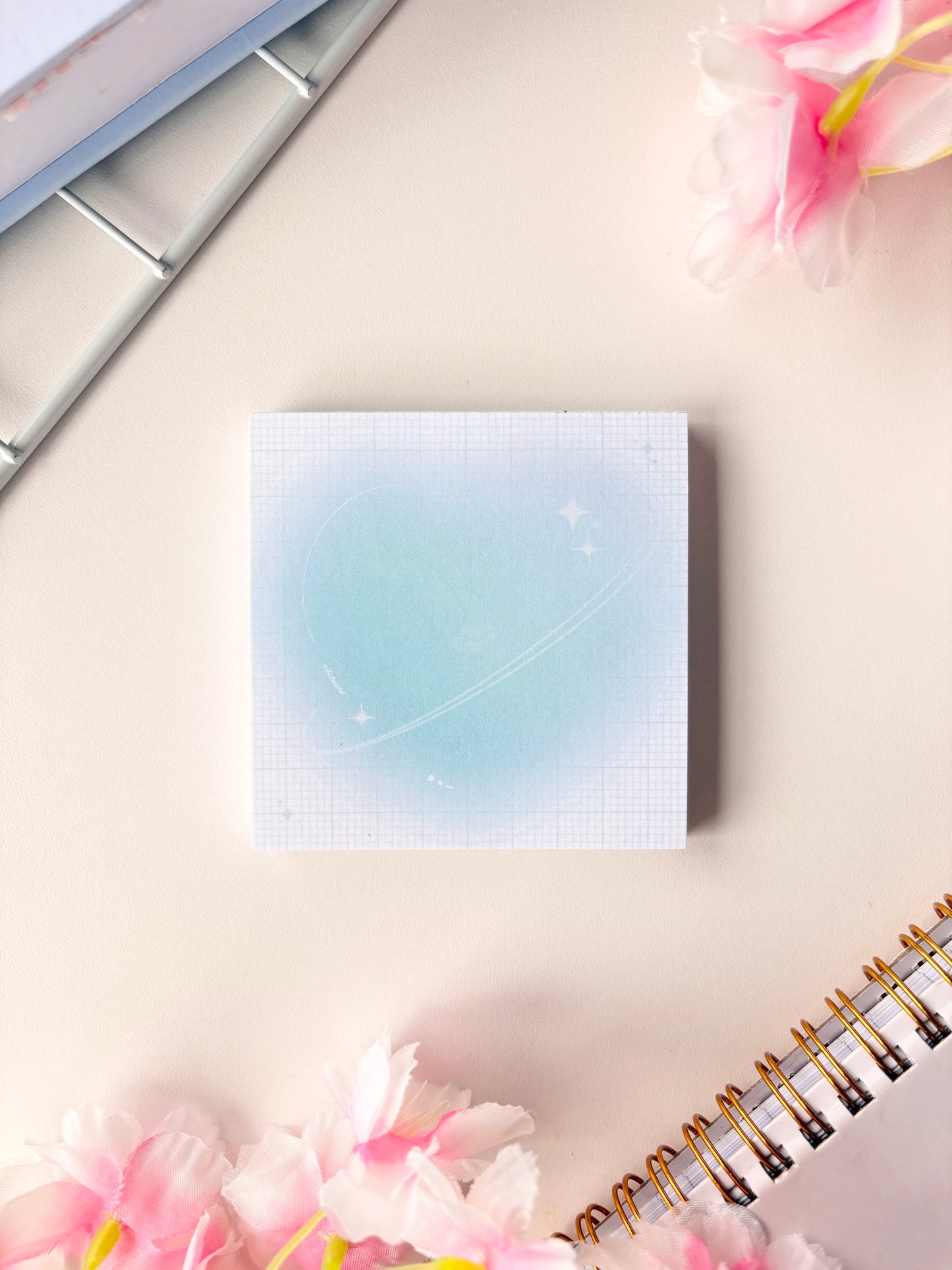 Soft Torquoise Heart Memo pad