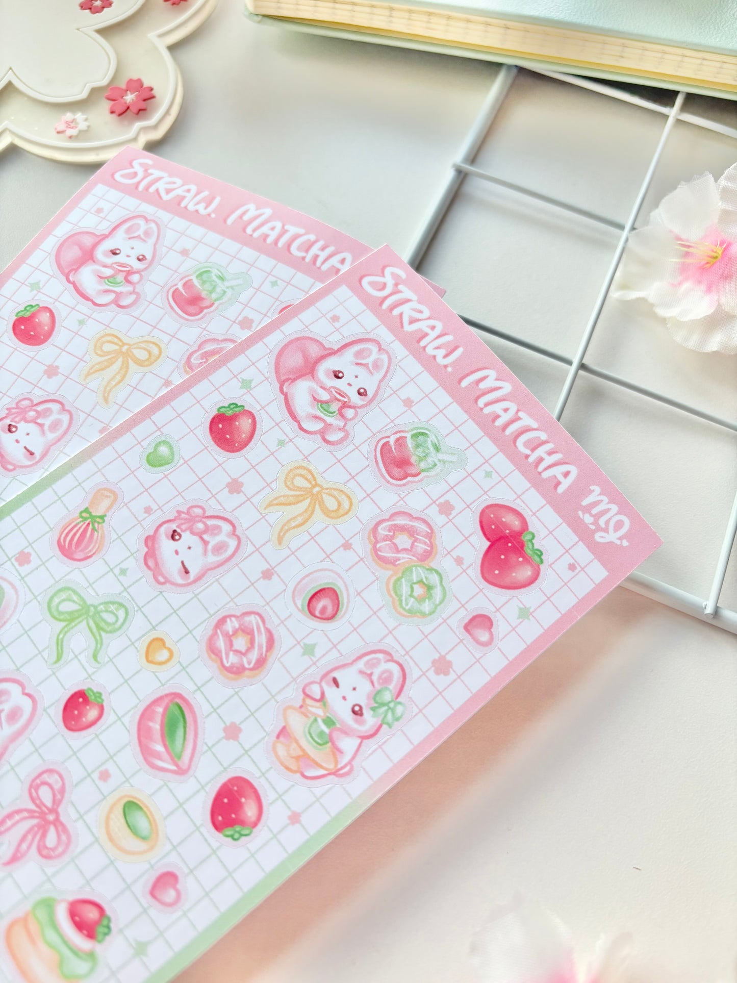 Strawberry Matcha Sticker Sheet