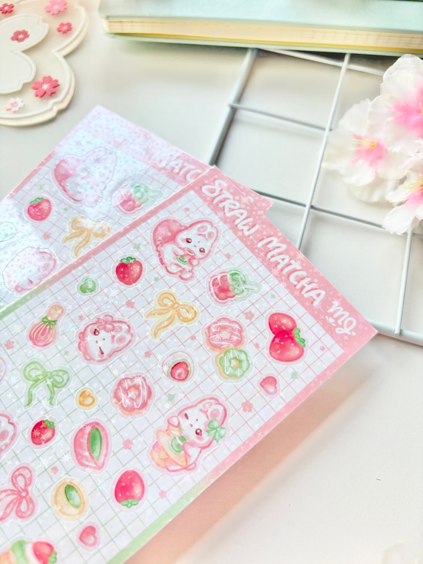 Strawberry Matcha Sticker Sheet