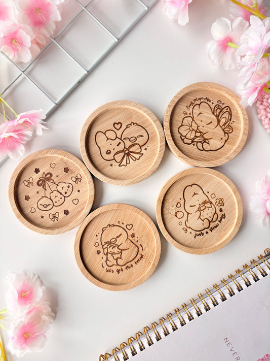 Spring 2026 Bamboo Coaster Set (5 pack)