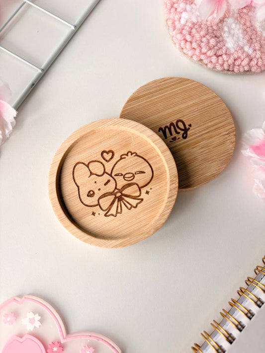 Buns & Bubby logo wooden coaster