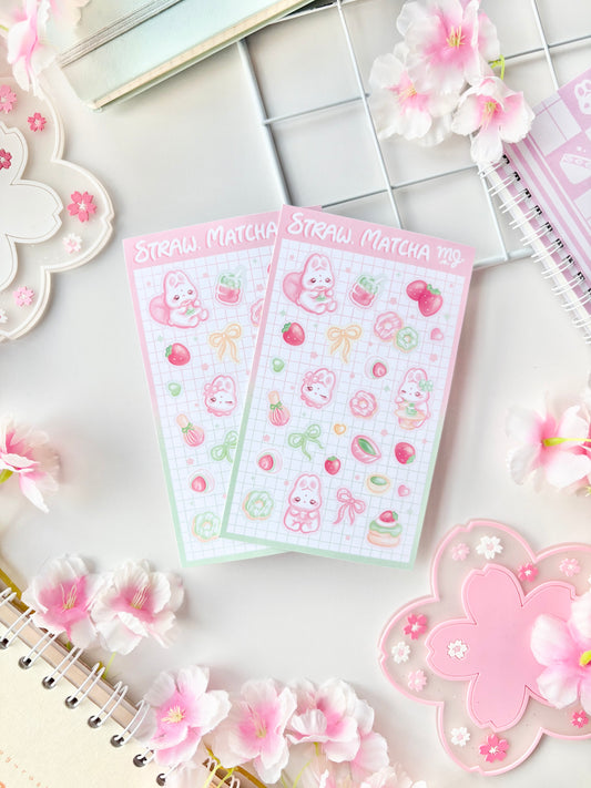 Strawberry Matcha Sticker Sheet
