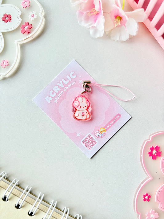 Headphone Bunny Phone Charm