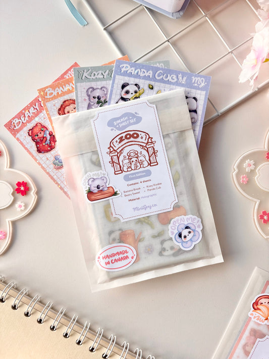 Zoo Animals Sticker Sheet Holo Bundle (Set of 4)