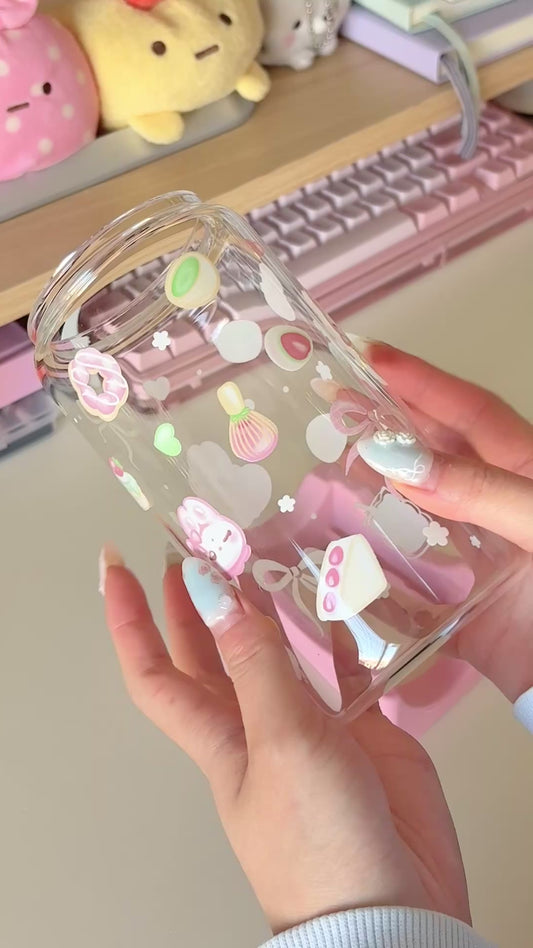 Bun's Strawberry Matcha Glass Cup